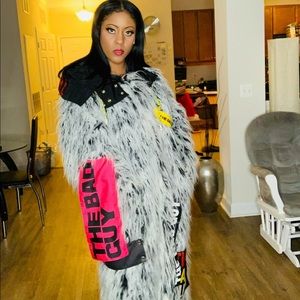 Diesel Jackets \u0026 Coats | Diesel Faux Mongolia Fur Jacket | Color: White/Silver | Size: M | Pm-07438465's Closet